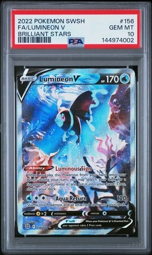 Pokémon Lumineon V 156/172 Brilliant Stars Full Art Holo PSA 10 Gem Mint