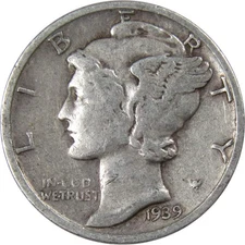 1939 S Mercury Dime Circulated Silver 10c Coin Collectible