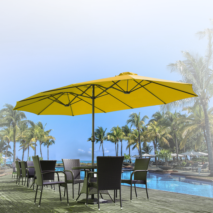 aluminum patio umbrella 13 ft Round Wood Pattern Cantilever SummerBella Fabric Color: Beige keeping the area under Eave Height:8 ft 9Ft Patio Umbrella - Best Choice Products 10ft Offset Hanging Market Patio Umbrella w/ Easy Tilt Adjustment  Polyester Shade  8 Ribs for Backyard  Poolside  Lawn and Garden - Resort Blue