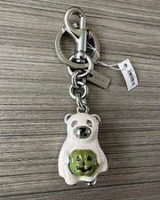 NWT Coach Halloween Ghost Bear Bag Charm Keychain Silver Chalk Green Multi CW483