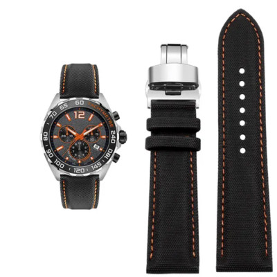 Nylon Armband Für Tag Heuer Monaco Carrera Formel 1 Uhr 22mm Schwarz Orange