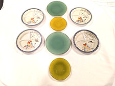 Mixed Lot of 8 Child's Little Miss Muffet and Colored Glass Toy Plates Dishes