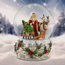 120MM Musical Santa w/ Reindeer Snow Globe by San Francisco Music Box Company