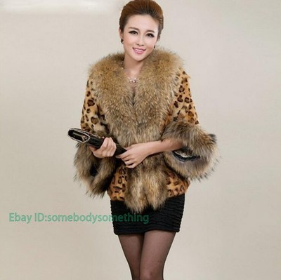 Women  Faux Fur Warm Coat Leopard Winter Outwear Loose Parka Outdoor Jacket HOT