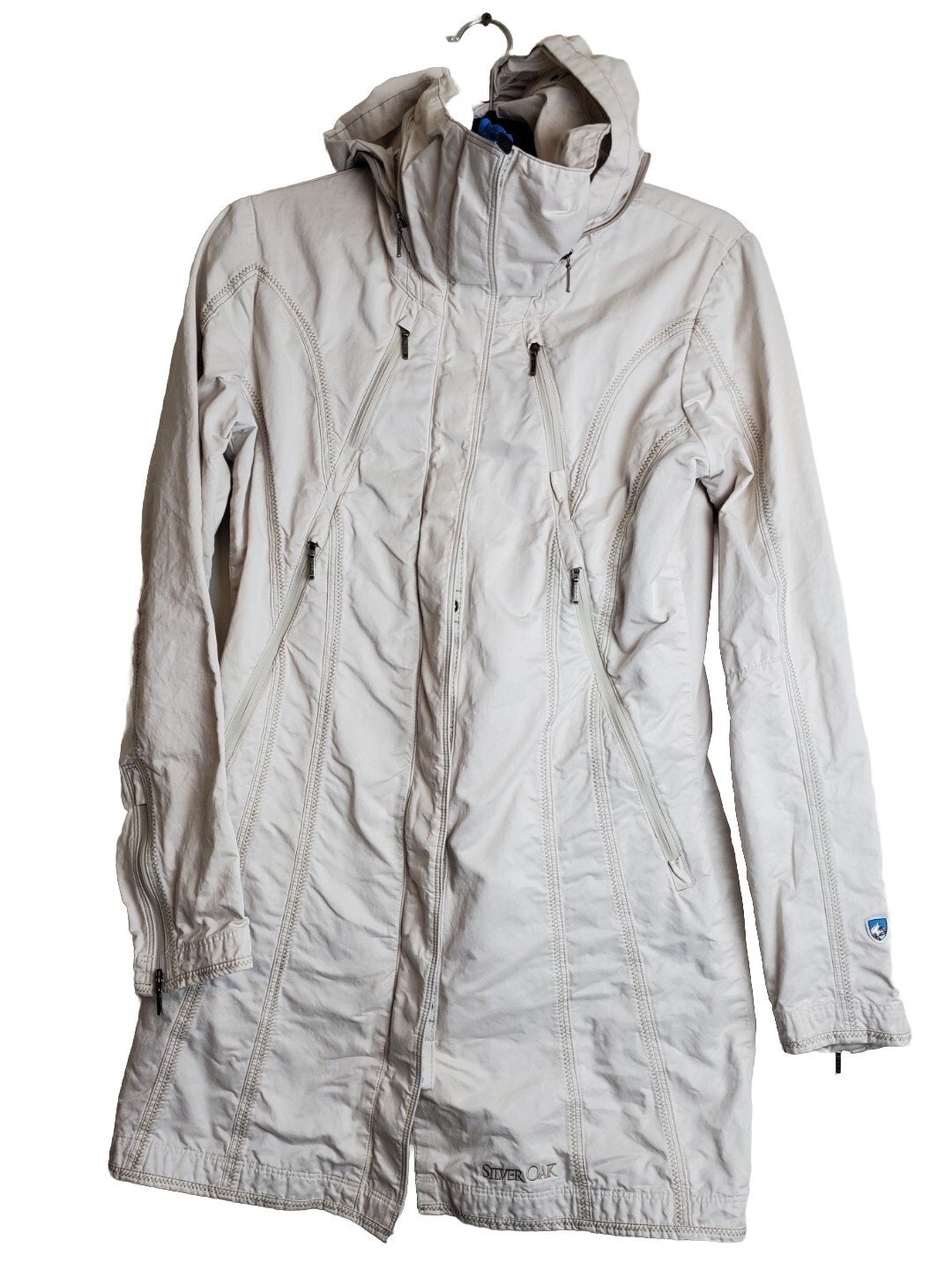 Kuhl Small jacket women Lena Trench Coat Hiking Pockets Hood Natural