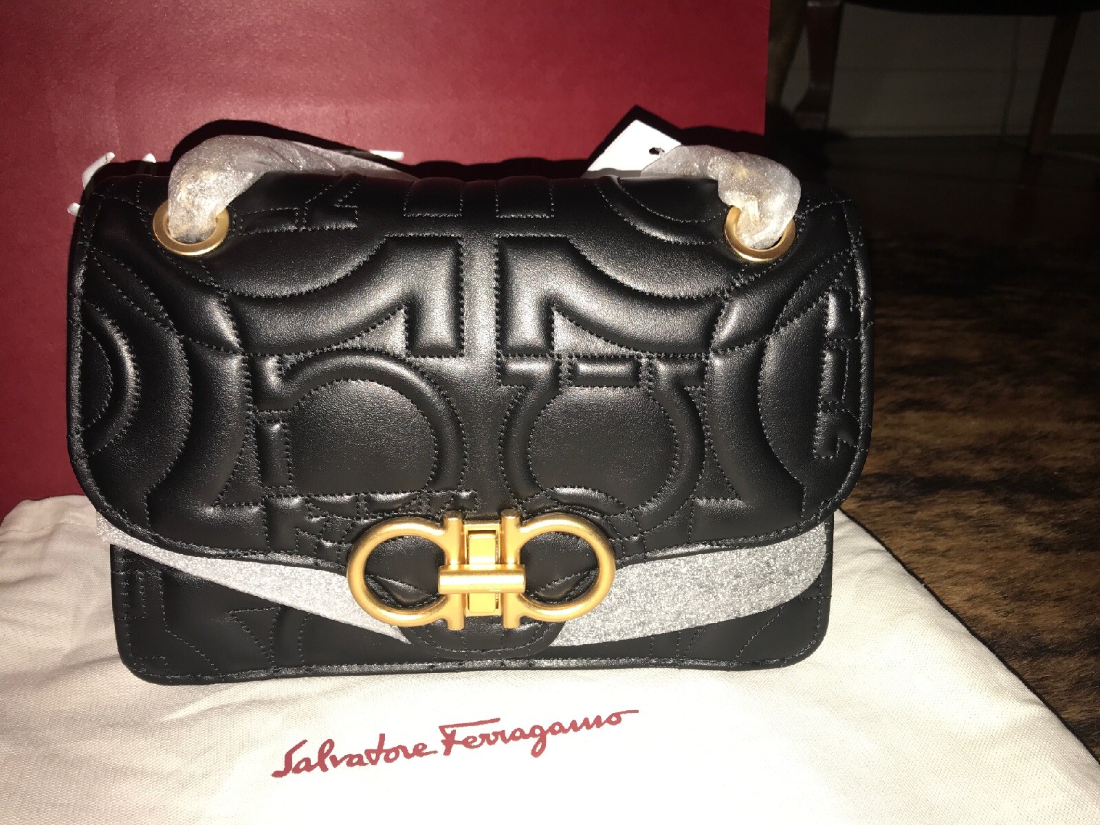 quilted gancini flap bolsa