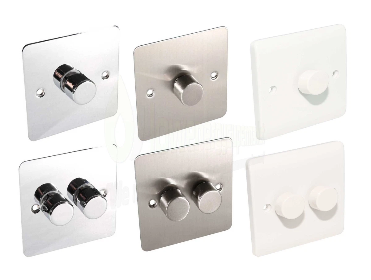 LED Dimmer Switch Single Double Light Switch Dimmable White Chrome 3W 250W 240V