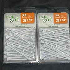 Eco Golf - Traditional Tees White 3 1/4"  2 Packs of 25  Golf Tees