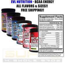 EVL Evlution Nutrition BCAA Energy Amino Acid Pre-Workout Powder - All FLAVORS