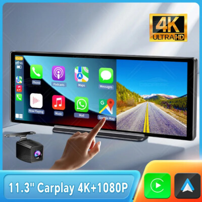 11.3 Inch 4K DVR Wireless CarPlay & Android Auto Dash Cam Bluetooth Audio GPS 