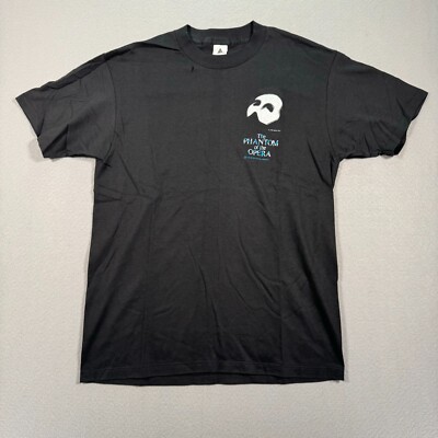 Vintage The Phantom Of The Opera T-Shirt Mens Large Black 1986 Broadway Play Act