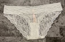 NWT VICTORIA'S SECRET LARGE WHITE FLORAL LACE RARE CHEEKINI CHEEKY PANTIES