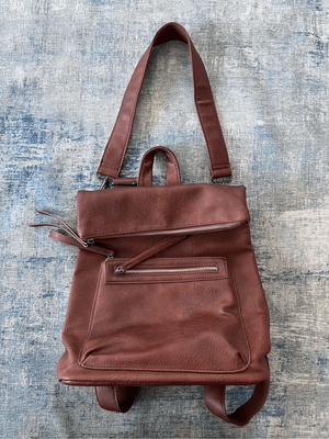 Like new Faux-leather bucket backpack in brown Leather Bucket Bag, Leather Backpack Purse, Leather Bag  main image 4