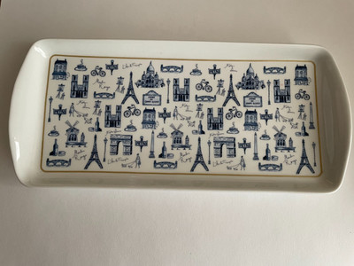 Milly  Green Design  Paris-Themed Serving Plate New no tags..bx2