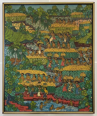 I KETUT SOKI ペイント I Ketut Soki Vintage Rice Harvest Farmer Landscape Portrait