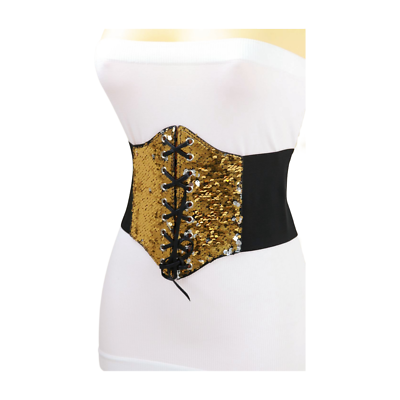 Women Black Wide Elastic High Waist Corset Fashion Belt  display picture 2