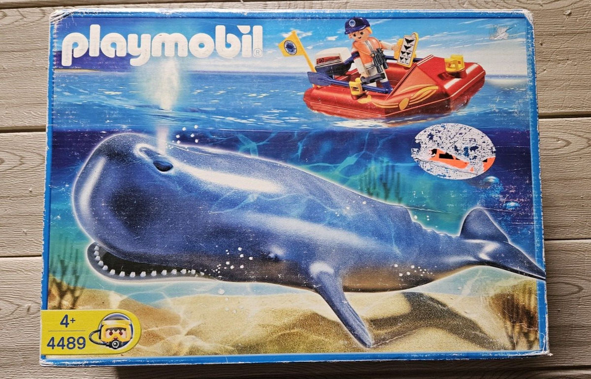 Playmobil 4489 – Explorateur Avec Bateau Zodiac Et Cachalot, Complet (lire Description)