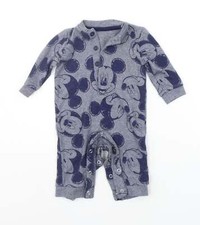 George Baby Grey Cotton Blend Babygrow Size 3-6 Months DI