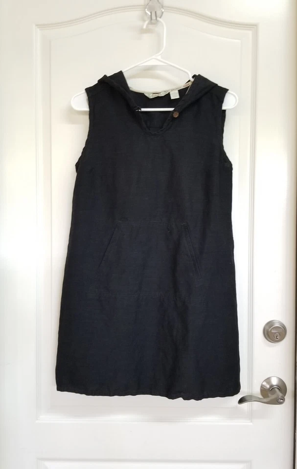 Tommy Bahamas PEQUEÑO XS Negro Cambios Vestido Estilo Lino Con Capucha Sin Mangas ¡Lindo! Foto 2 de 4