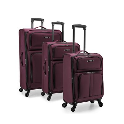U.S. TRAVELER Anzio Softside Expandable Spinner Luggage, Burgundy, 3-Piece Se...