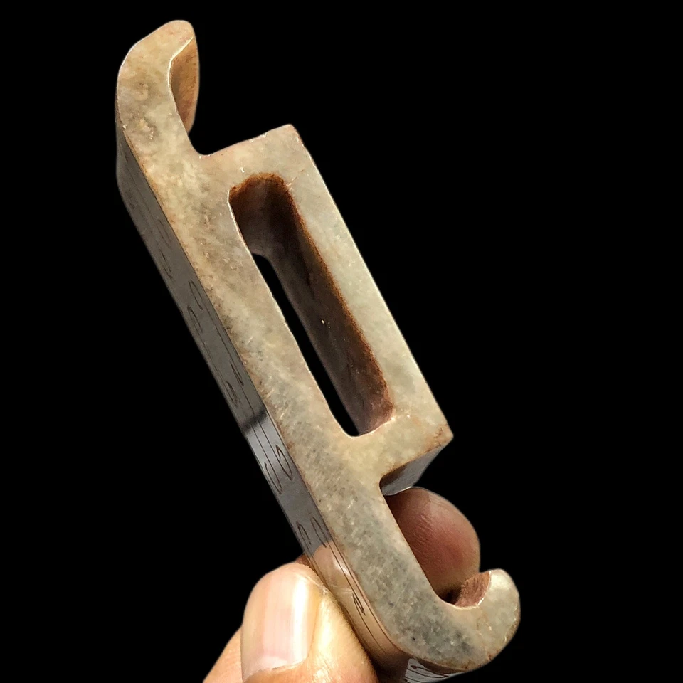 China Jade Tallado Escultura Línea Patrón Espada Decoración Espada Bloque Amuleto Foto 4 de 4