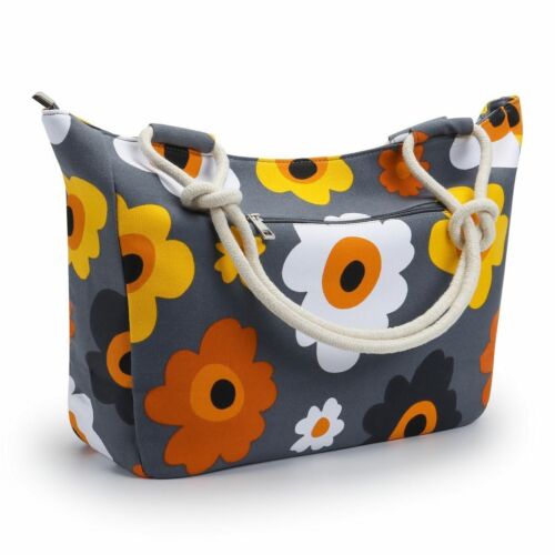 Damen große Strandtasche Beuteltasche Canvas Blumen Schulter wiederverwendbar Shopper 2025 - Bild 9 von 16