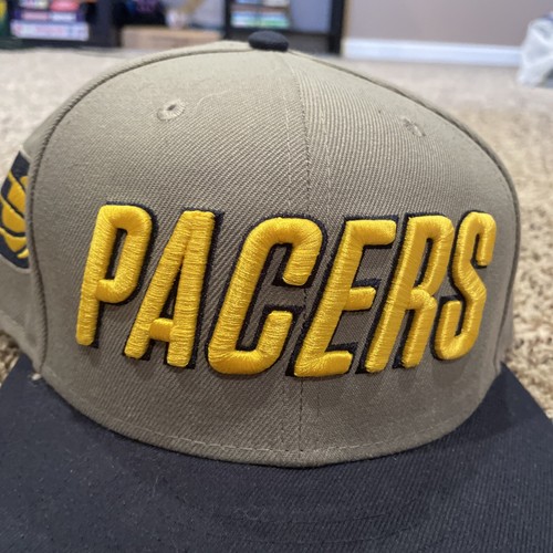 NBA Indiana Pacers Spell Out 7 1/4 Fitted Hat New Era 59Fifty Grey w/ Blue Rim - Picture 2 of 6