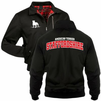 Herren Gefütterte Harrington Jacke American Staffordshire Terrier LOGO Hunde dog