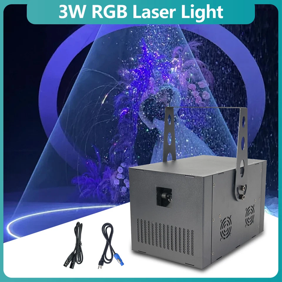 Proyecto de luz láser a todo color RGB animación 3D 3W para bar DJ Foto 3 de 4