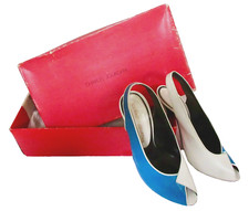 1980 Charles Jourdan Slingback Peep Toe Pumps Shoes in Box Vintage 6M Excellent