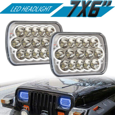 2PCS 7x6'' LED Headlight Hi/Lo DRL fit Ford E-100 E-150 E-250 E-350 Econoline