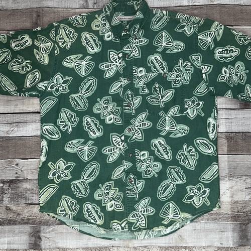 Vintage 80s/90s Bugle Boy Company Hawaiian Tropical Button Down Shirt | Size L