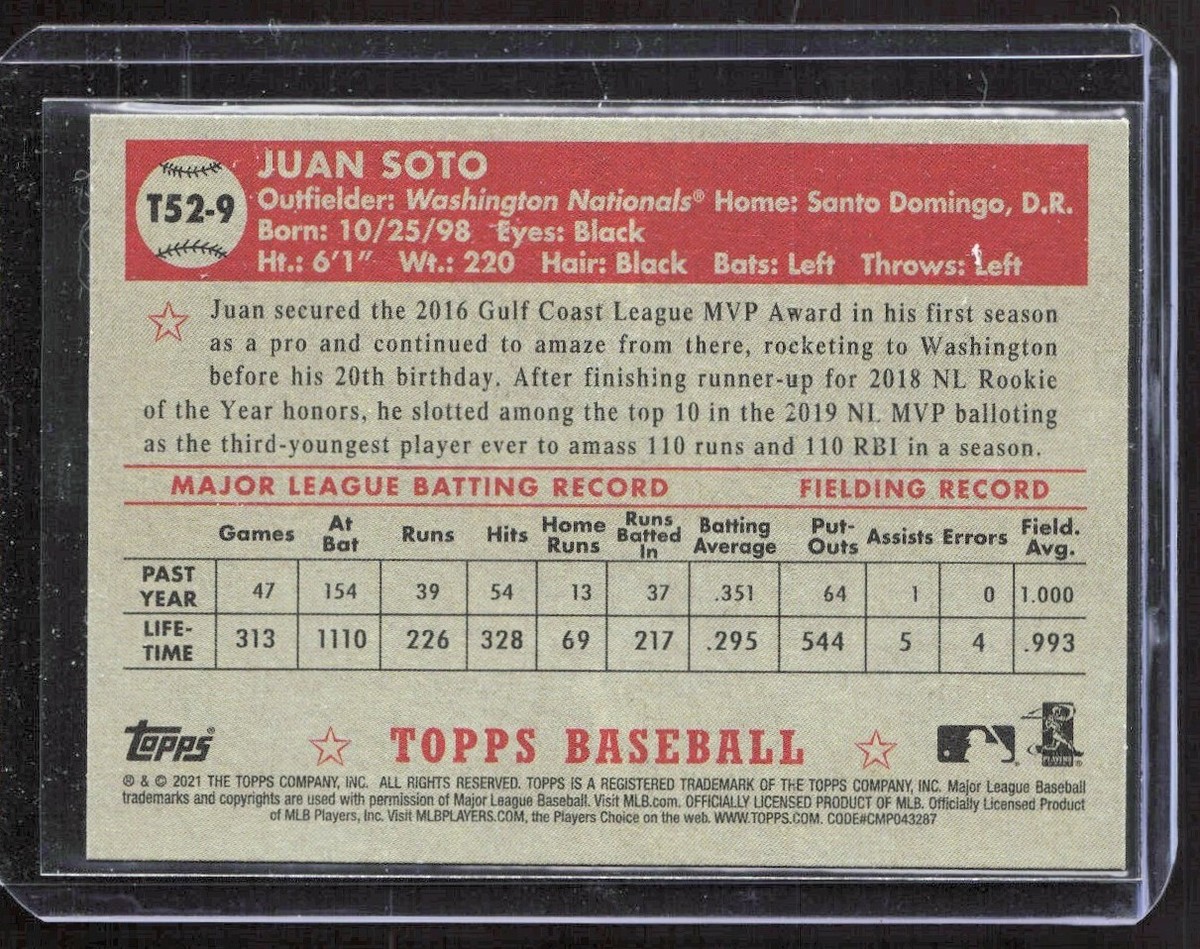 2021 5206E Topps 1952 Redux Juan Soto Washington Nationals #T52-9