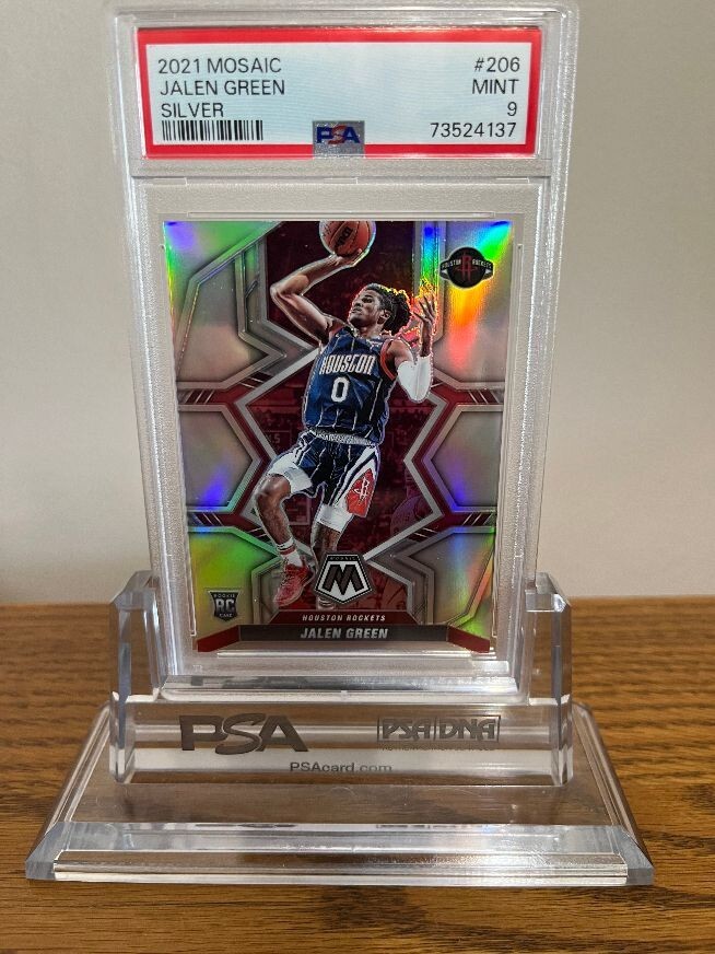 2021 PANINI MOSAIC JALEN GREEN RC SILVER PSA 9 MINT ROOKIE #206 ROCKETS