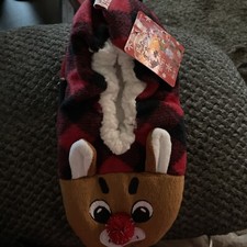 RUDOLPH THE RED NOSED REINDEER SLIPPER SOCKS SLIPPERS youth SIZE M/L
