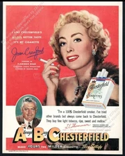 1949 Joan Crawford photo Chesterfield cigarettes vintage print ad