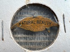 Natural Beauty Vintage Tin Litho Tobacco Tag Figural Leaf
