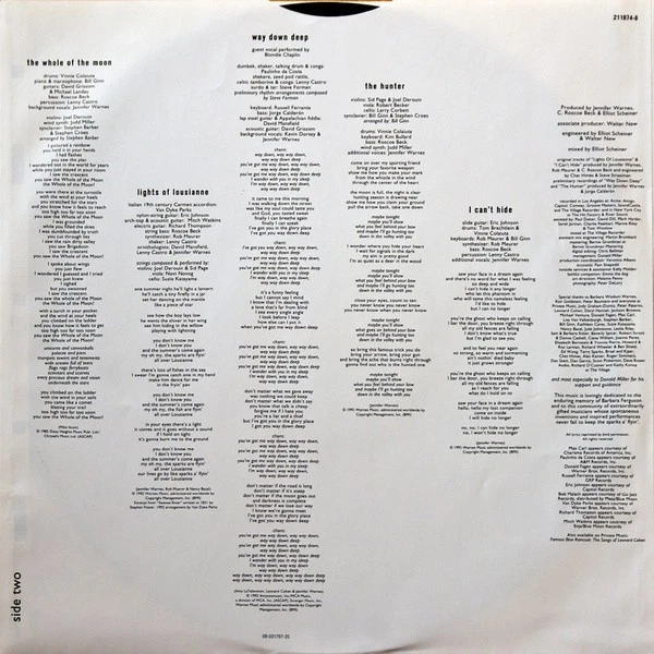 Jennifer Warnes / The Hunter 1992 EU Original LP Vinyl Private Music 211974 - Image 3 of 4