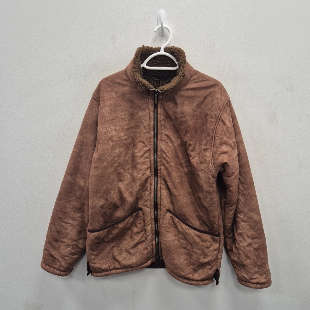 Barbour Vintage Suede Touch Moleskin Sherpa Lined Fleece Jacket Coat Medium