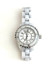Chanel J12 H0968 White Ceramic 33mm Quartz Ladies Watch — White Dial, Date