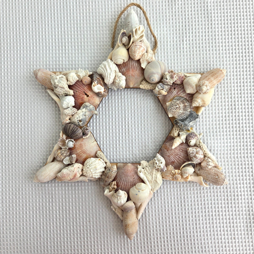 Handmade Beach Six Pointed Seashell Shell Star Wall Hanging INV D - Picture 2 of 17