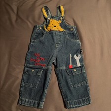 Vintage Winnie The Pooh Baby Overalls 100 Acre Collection Carpenter Denim 24M