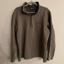 Columbia Mens AM1534 Quarter Zip Fleece Pullover Sweater Olive Brown Large