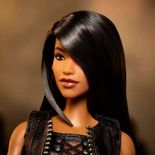 Barbie Signature Aaliyah Collectible Doll 11.5" Black Faux Leather Outfit NEW - Afbeelding 4 van 5