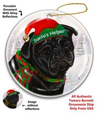 Pug Santa's Helper Holiday Ornament
