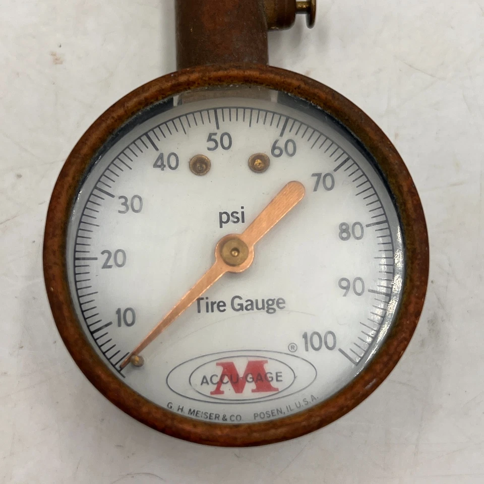 Vintage Meiser Accu-Gage Tire Gauge 0 - 100 psi Hotrod Racing - Image 3 of 4