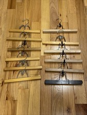 Lot of 12 Vtg Wooden Clamp Hangers Pant / Skirt Hangers 11" to 11.75"  EUC