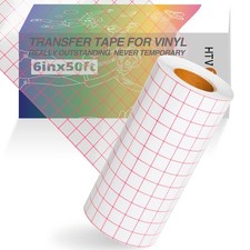 Htvront Clear Vinyl Transfer Paper Tape Roll 6" X 50 Feet Clear W/red