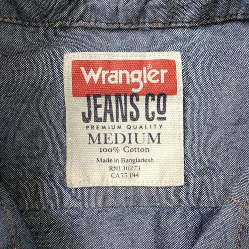 Wrangler Chambray Hemd Herren M Denim Langarm Pearl Snap Western Workwear - Bild 5 von 10