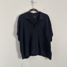 Banana Republic Size XS/S Navy Blue Oversized Johnny-Collar Short Sleeve Sweater